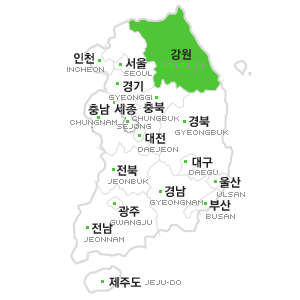강원 매장 지역 지도